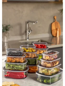 16er-Set: Frischhaltedosen in Grau