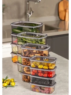 16er-Set: Frischhaltedosen in Grau