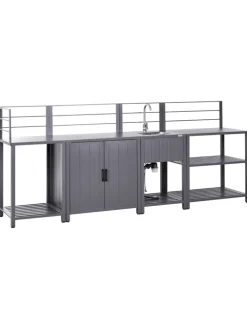 4er-Set Gartenküche VIGGIANO in Grau