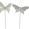 2er-Set: Gartenstäbe "Schmetterling" in Grau - (H)97 cm