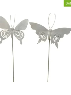 2er-Set: Gartenstäbe "Schmetterling" in Grau - (H)97 cm