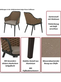 2er-Set Gartenstuhl O16, Anthrazit Kissen dunkelgrau