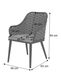 2er-Set Gartenstuhl O16, Anthrazit Kissen dunkelgrau