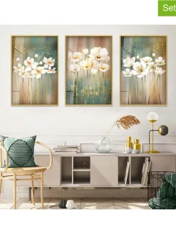 3er-Set: Gerahmte Glasdrucke