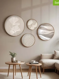 4er-Set: Gerahmte Holzkunstdrucke