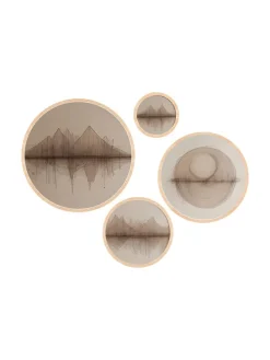 4er-Set: Gerahmte Holzkunstdrucke