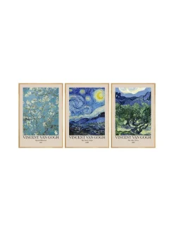 3er-Set: Gerahmte Holzkunstdrucke