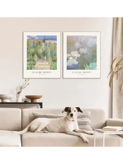 2er-Set: Gerahmte Kunstdrucke "Claude Monet - Purple Blue" - (B)40 x (H)50 cm