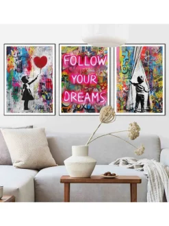 3er-Set: Gerahmte Kunstdrucke 