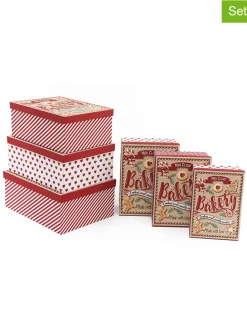 6er-Set: Geschenkboxen in Rot/ Weiß/ Hellbraun