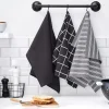 3er-Set: Geschirrtücher "Essential Fusain" in Grau/ Schwarz - (L)70 x (B)50 cm