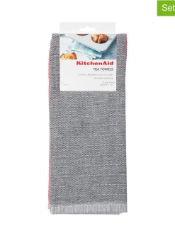 2er-Set: Geschirrtücher in Grau/ Rot - (L)71 x (B)44 cm