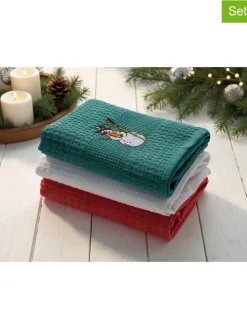 3er-Set: Geschirrtücher in Rot/ Weiß/ Grün