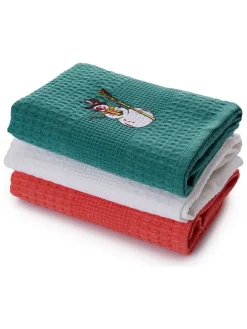 3er-Set: Geschirrtücher in Rot/ Weiß/ Grün