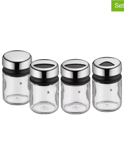 4er-Set: Gewürzgläser "Depot" in Silber/ Transparent - (H)9,5 cm