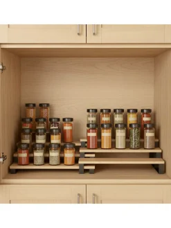 2er-Set: Gewürzregale in Hellbraun/ Schwarz