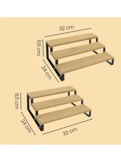 2er-Set: Gewürzregale in Hellbraun/ Schwarz