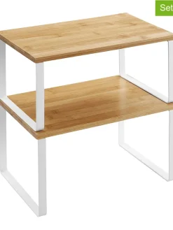 2er-Set: Gewürzregale in Weiß/ Hellbraun