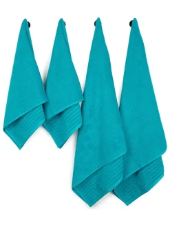 4er-Set: Handtücher in Türkis