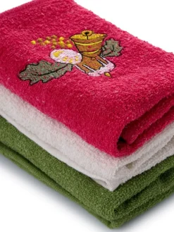 3er-Set: Handtücher in Weiß/ Rot/ Grün