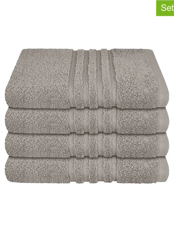 4er-Set: Handtücher "Milano" in Hellgrau