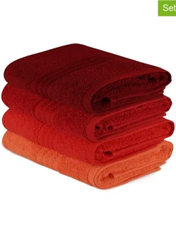 4er-Set: Handtücher "Rainbow" in Bordeaux/ Rot/ Orange