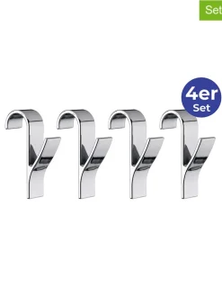 4er-Set: Handtuchhaken in Silber - (H)10,5 cm