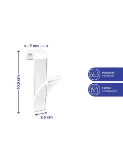 6er-Set: Handtuchhaken in Transparent - (H)10,5 cm