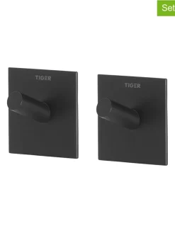 2er-Set: Handtuchhaken ''Square'' in Schwarz - (B)4,5 x (H)4,5 x (T)2,7 cm