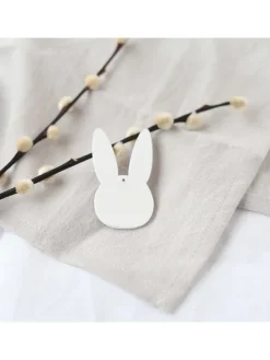 8er-Set: Holzanhänger in Weiß - (L)8 x (B)6,7 cm