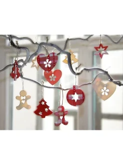 15er-Set: Holzanhänger "Weihnachten" in Natur