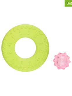 2er-Set: Hundespielzeuge in Grün/ Rosa - Ø 25 cm