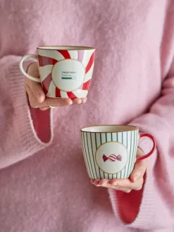 2er-Set: Jumbotassen ''Yule'' in Creme/ Rot/ Grün - 380 ml