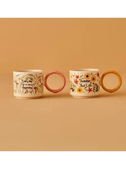 2er-Set: Kaffeetassen "Flores" in Bunt - 270 ml