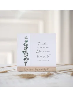 2er-Set: Karten- und Blumenständer in Natur - (B)12 x (T)3 cm