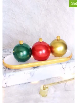 3er-Set: Kerzen in Gold/ Grün/ Rot - 3x 70 g