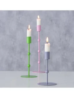 3er-Set: Kerzenleuchter "Kimberly" in Grün/ Rosa/ Blau
