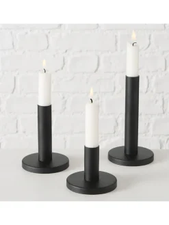 3er-Set: Kerzenleuchter "Malko" in Schwarz - (H)16 cm
