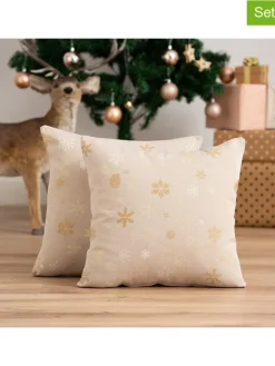 2er-Set: Kissenhüllen ''Flake'' in Beige/ Gold