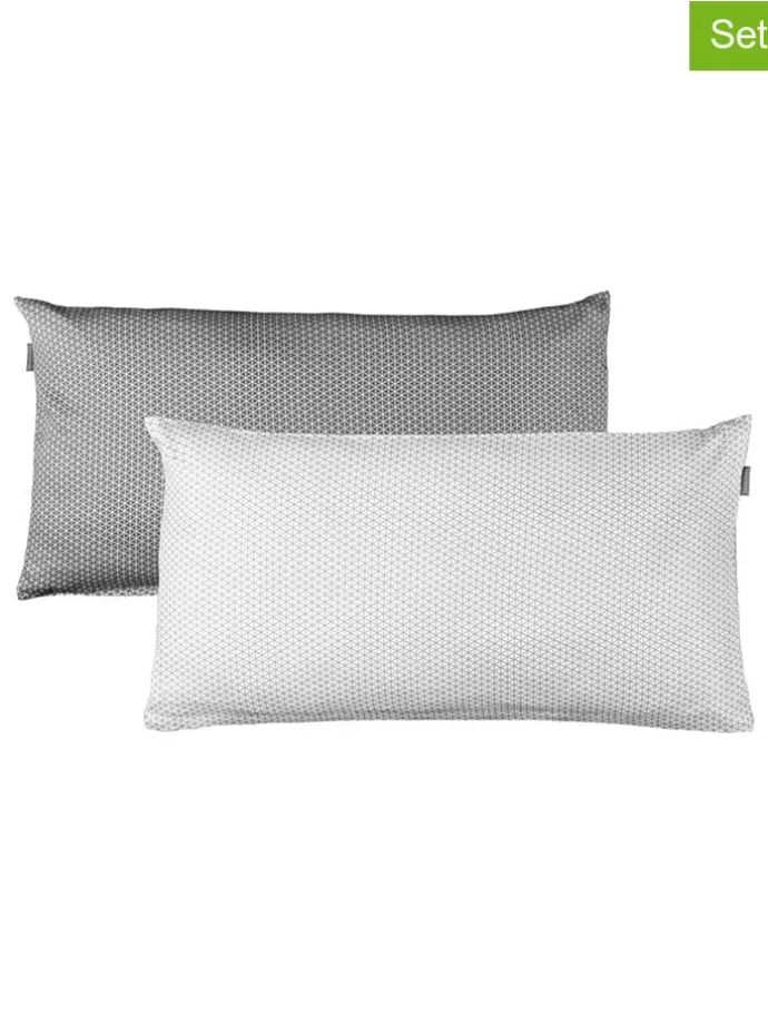 2er-Set: Kissenhüllen in Anthrazit/ Weiß