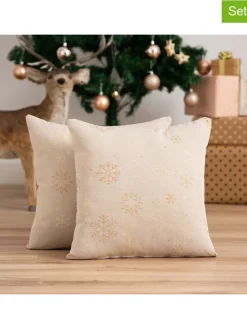 2er-Set: Kissenhüllen ''Sparkle'' in Beige/ Gold