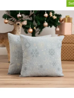 2er-Set: Kissenhüllen ''Sparkle'' in Hellblau/ Gold