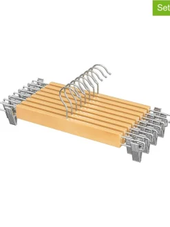 8er-Set: Kleiderbügel in Hellbraun/ Silber - (B)34 x (H)12,5 cm