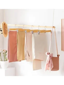 8er-Set: Kleiderbügel in Hellbraun/ Silber - (B)34 x (H)12,5 cm