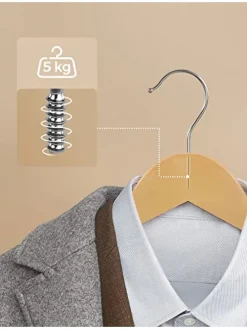 20er-Set: Kleiderbügel in Hellbraun/ Silber - (B)44,5 x (H)23 cm