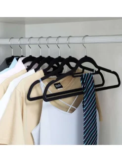 50er-Set: Kleiderbügel in Schwarz/ Silber- (B)43,5 x (H)22,5 cm