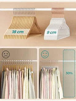 50er-Set: Kleiderbügel in Weiß/ Roségold - (B)43,5 x (H)22,5 cm