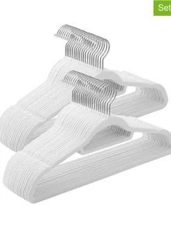 50er-Set: Kleiderbügel in Weiß/ Silber - (B)43,5 x (H)22,5 cm