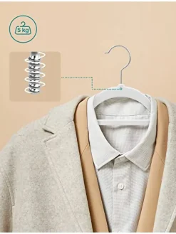 50er-Set: Kleiderbügel in Weiß/ Silber - (B)43,5 x (H)22,5 cm