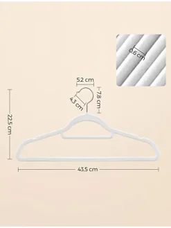 50er-Set: Kleiderbügel in Weiß/ Silber - (B)43,5 x (H)22,5 cm